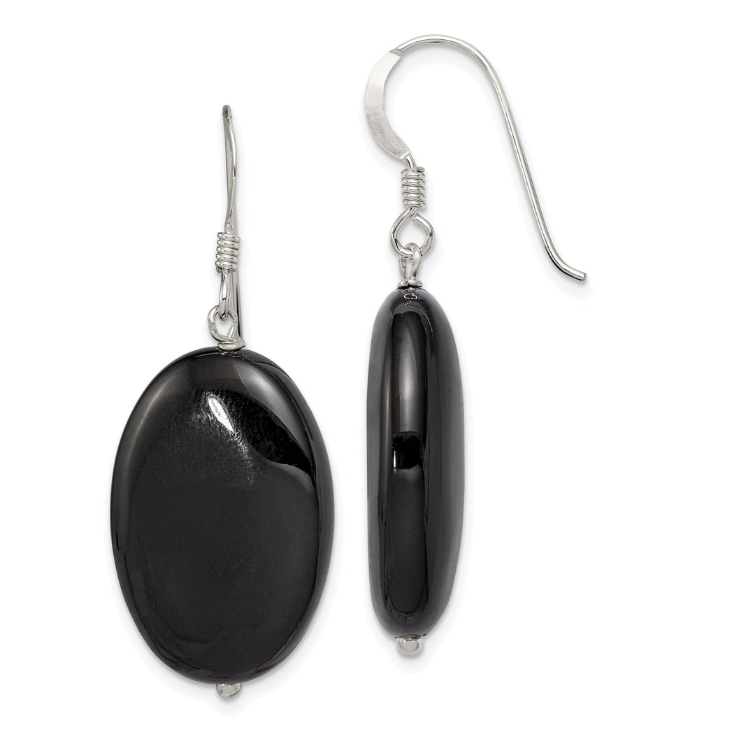 Sterling Silver Black Agate Drop Earrings