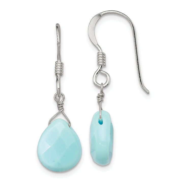 Silver Shepherds Hook Genuine Amazonite Earring