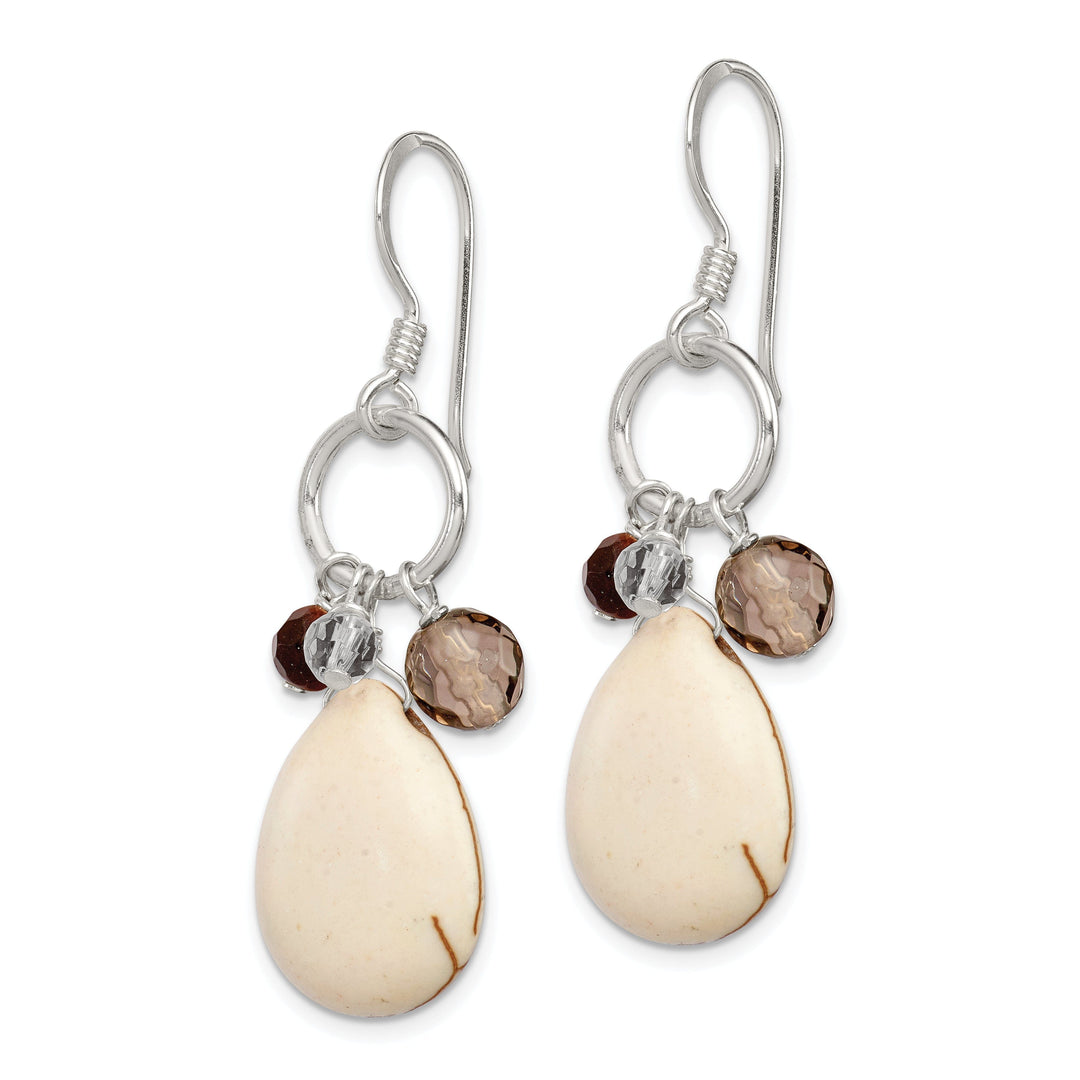 Silver Agate Quartz Tiger Eye Dangle Earrings