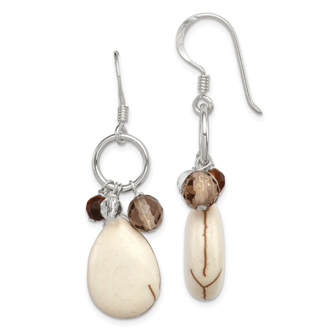 Silver Agate Quartz Tiger Eye Dangle Earrings