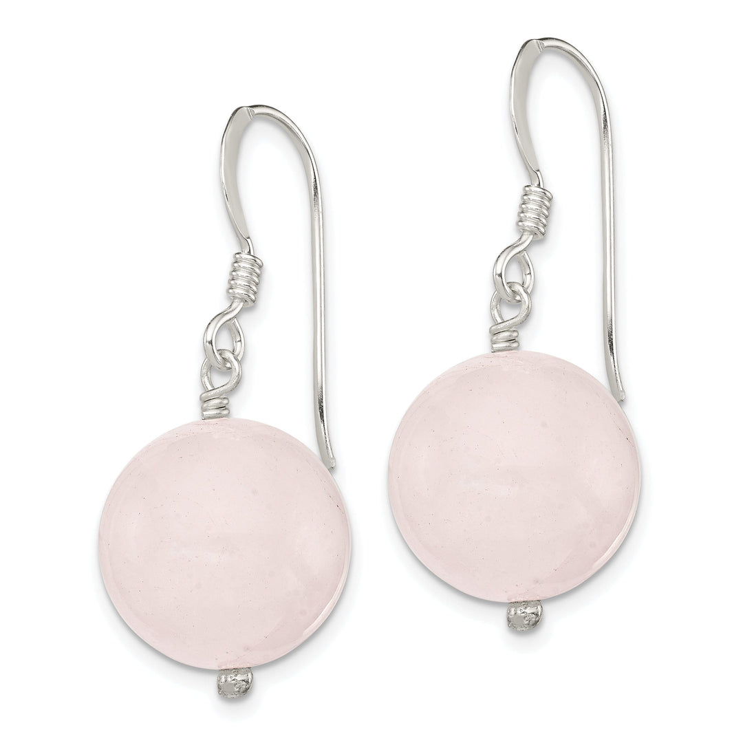 Silver Shepherds Hook Rose Quartz Drop Earrings