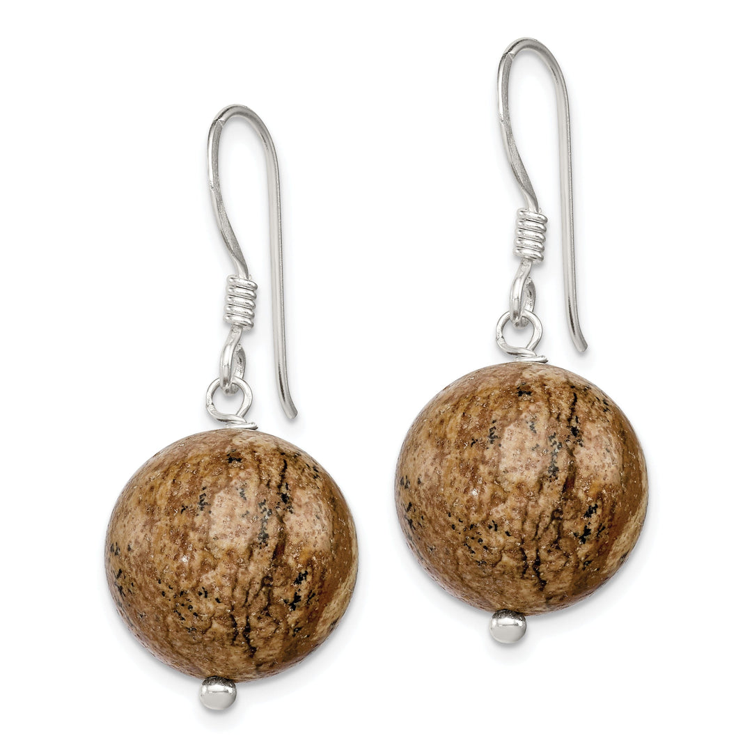 Sterling Silver Picture Jasper Drop Earrings