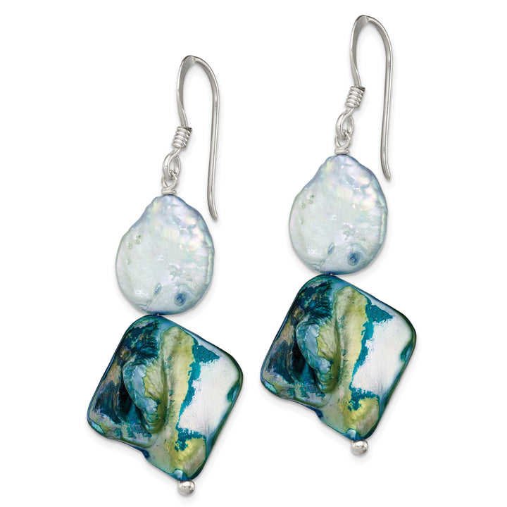 Silver Freshwater Blue Mother of Pearl Earrings