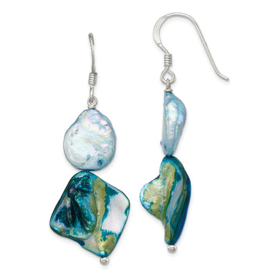Silver Freshwater Blue Mother of Pearl Earrings