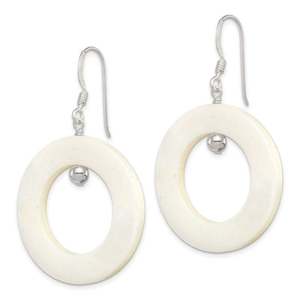 Silver White Mother of Pearl Dangle Earrings