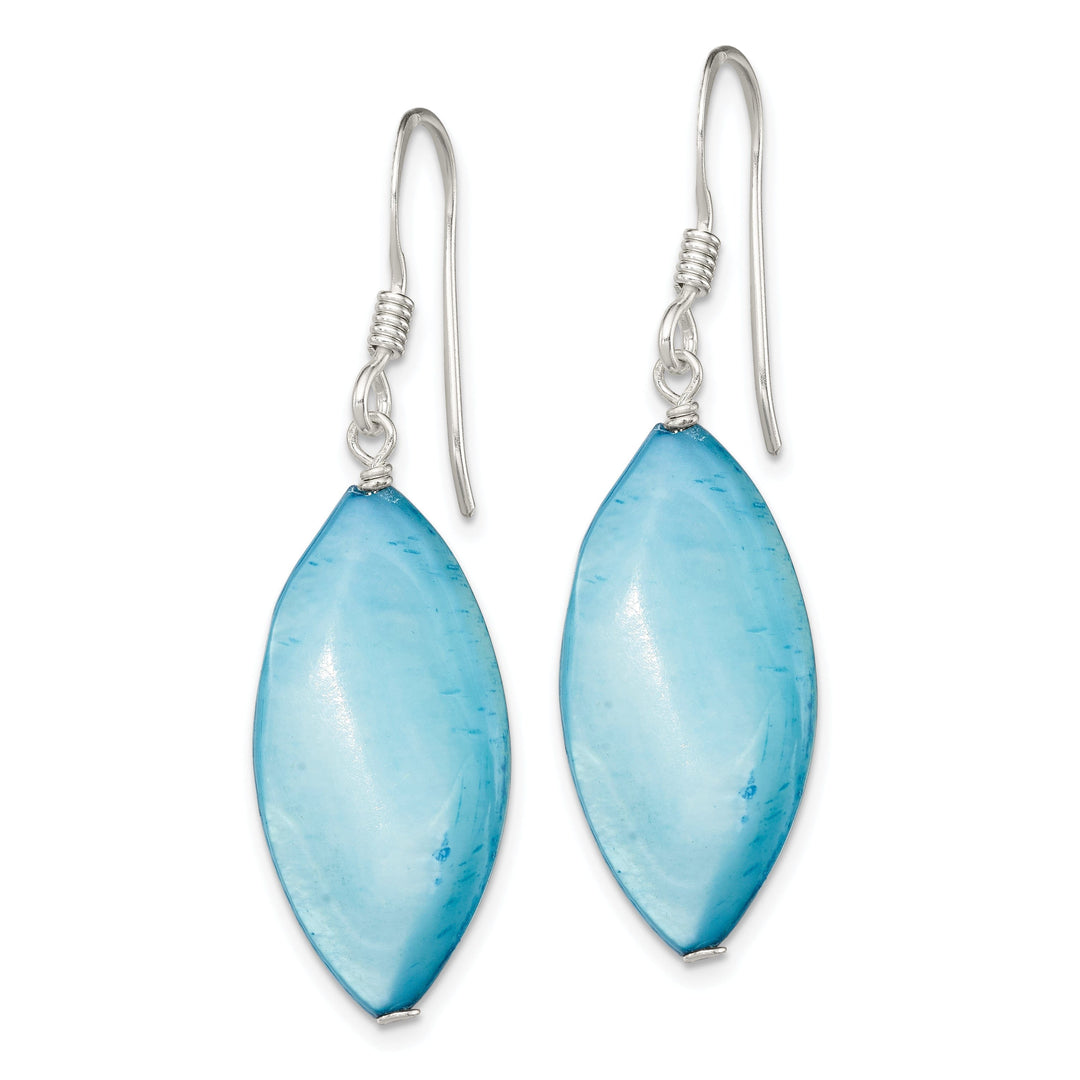 Silver Blue Mother of Pearl Hook Earrings