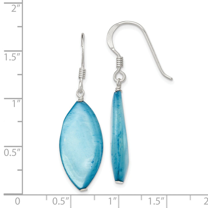 Silver Blue Mother of Pearl Hook Earrings