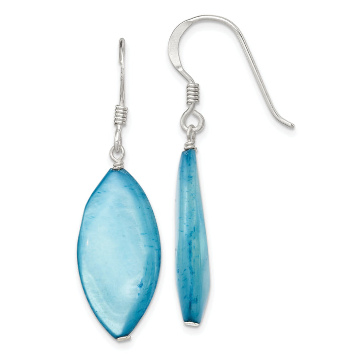 Silver Blue Mother of Pearl Hook Earrings