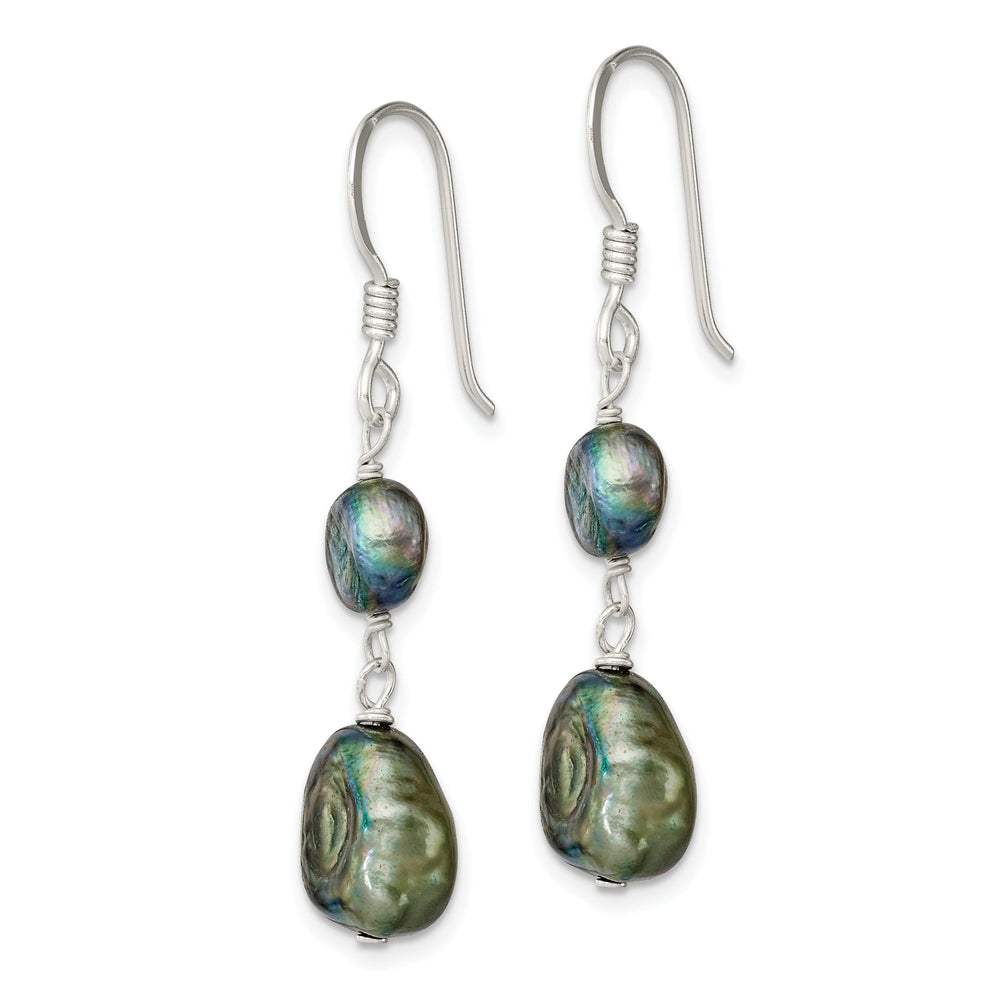 Sterling Silver Blue Green Pearl Drop Earrings