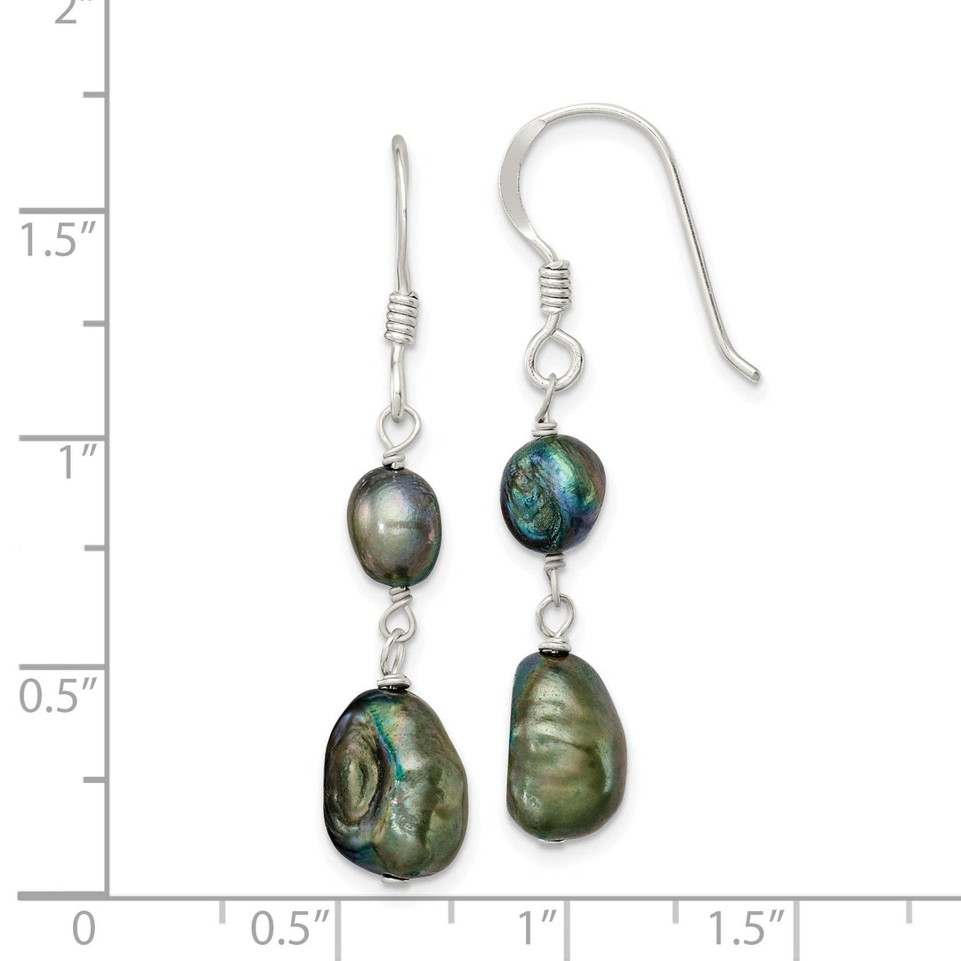 Sterling Silver Blue Green Pearl Drop Earrings