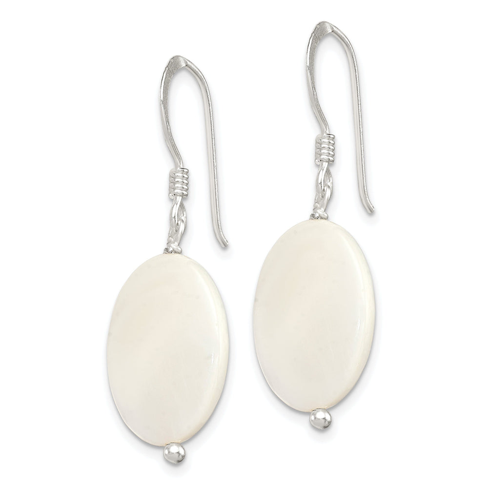 Silver White Mother of Pearl Dangle Earrings