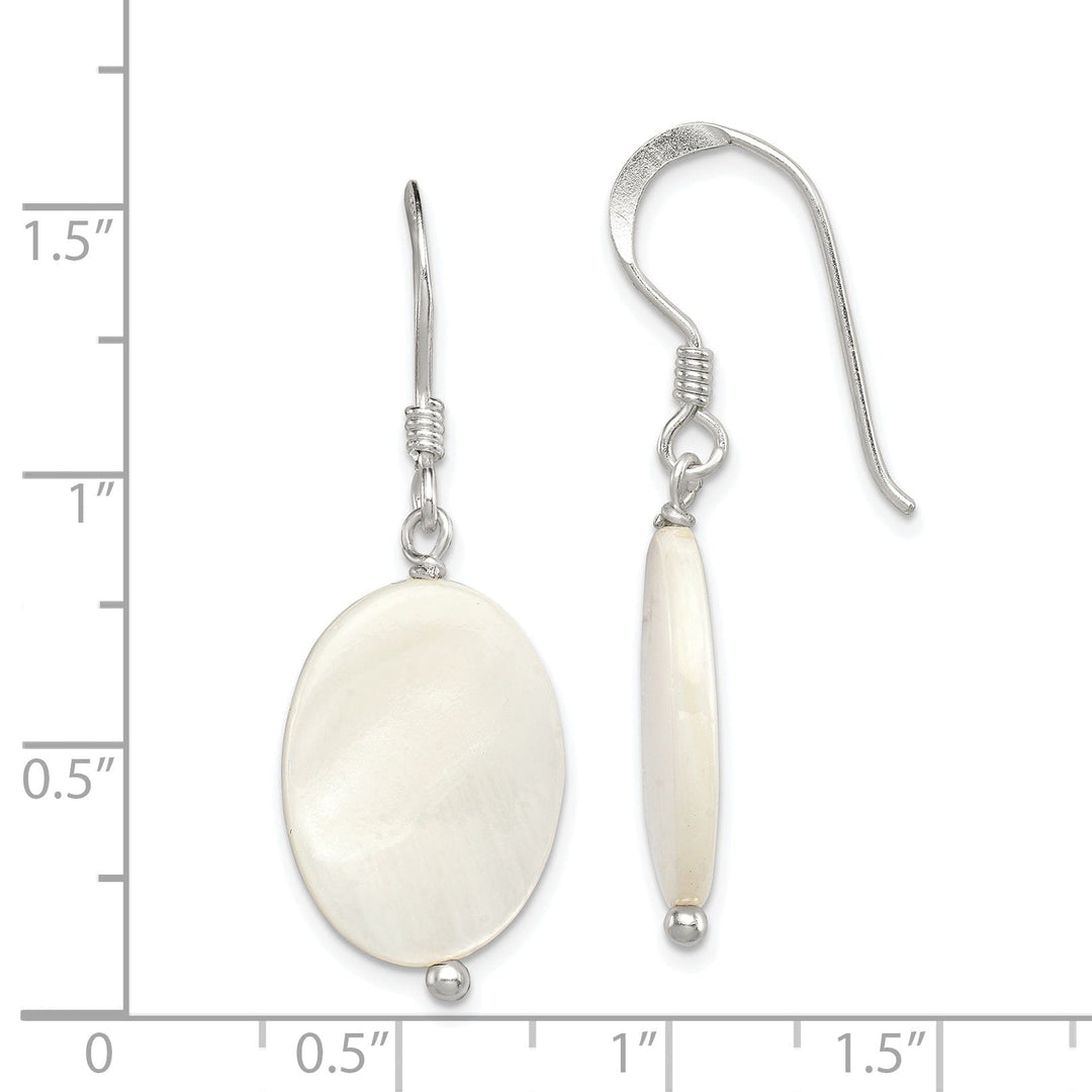 Silver White Mother of Pearl Dangle Earrings