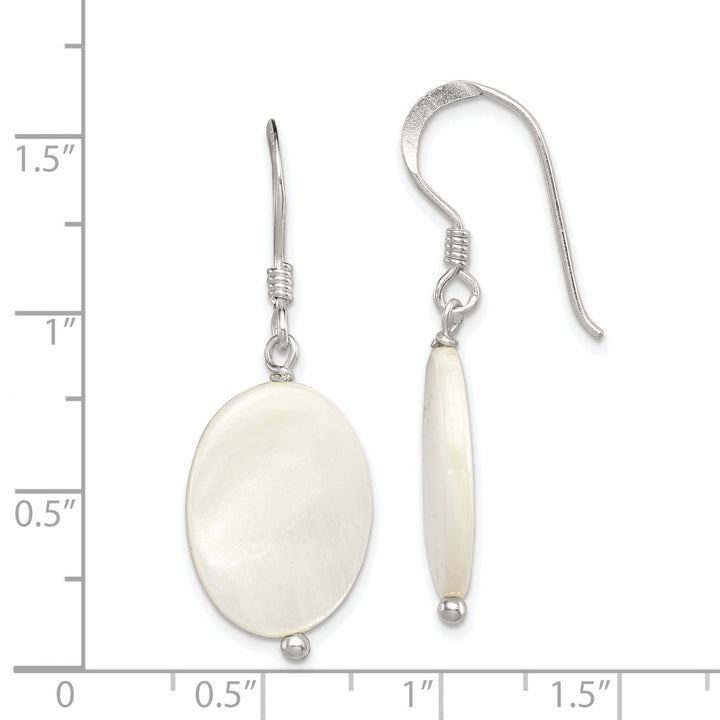 Silver White Mother of Pearl Dangle Earrings