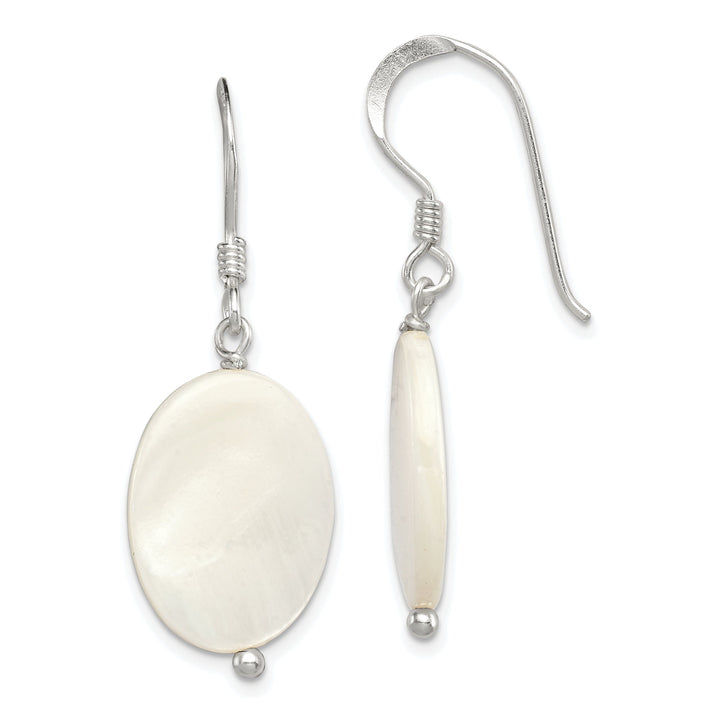 Silver White Mother of Pearl Dangle Earrings