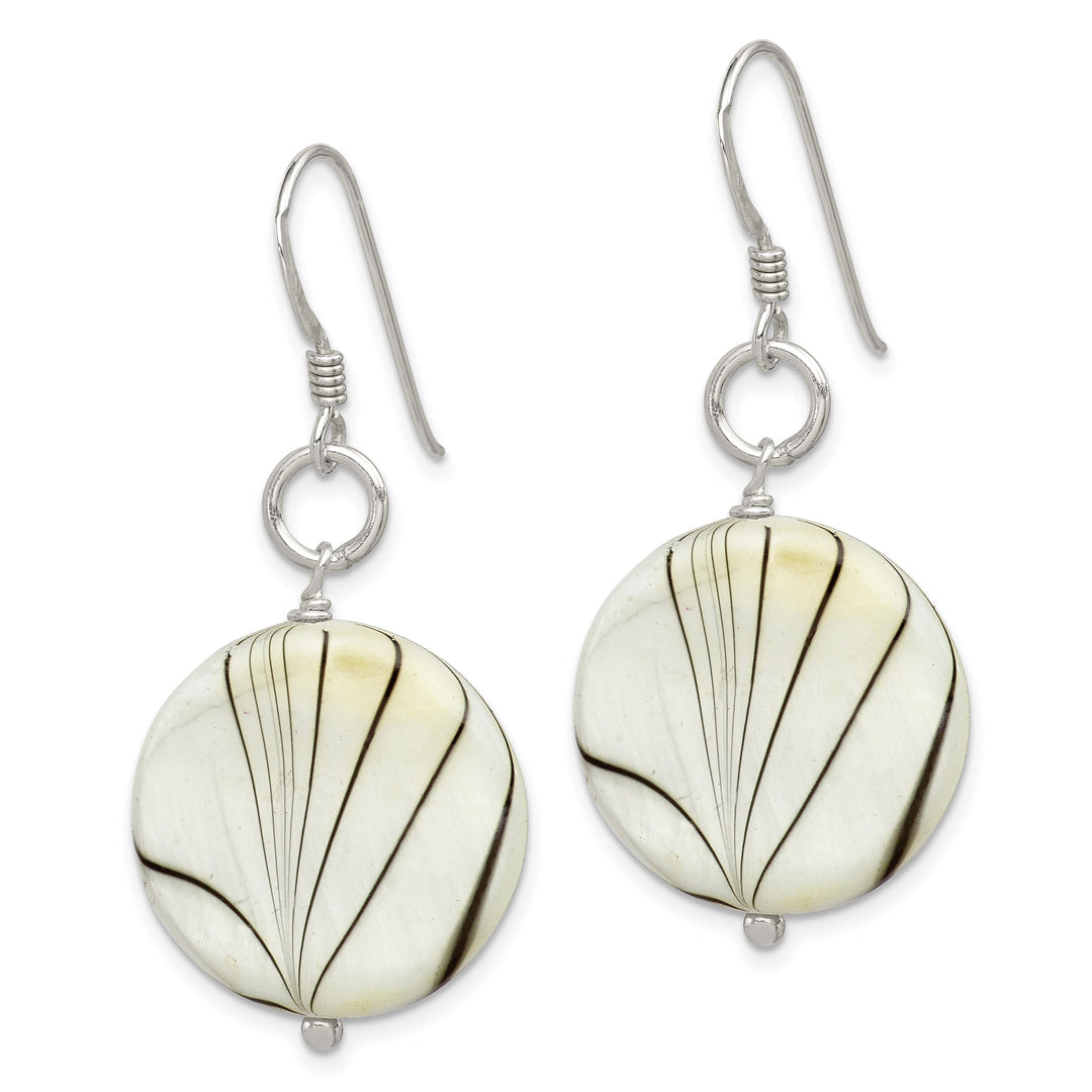 Silver Zebra Mother of Pearl Dangle Earrings