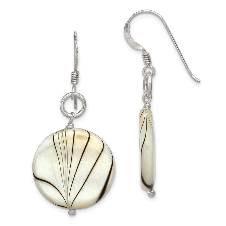 Silver Zebra Mother of Pearl Dangle Earrings