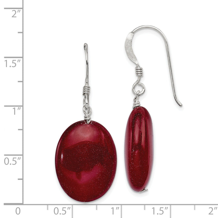 Sterling Silver Red Jade Dangle Earrings