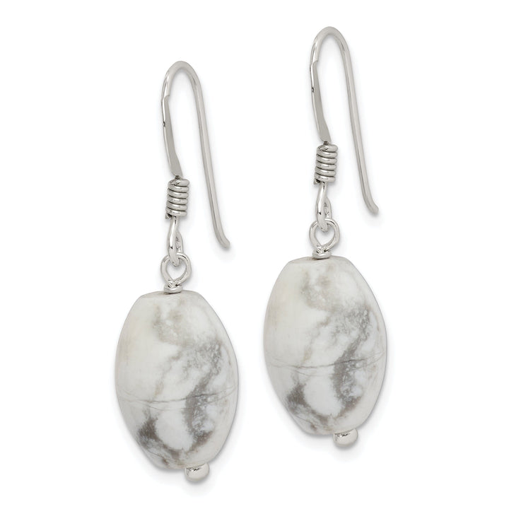 Silver Genuine White Howlite Dangle Earrings