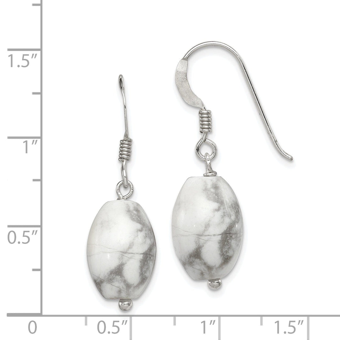 Silver Genuine White Howlite Dangle Earrings