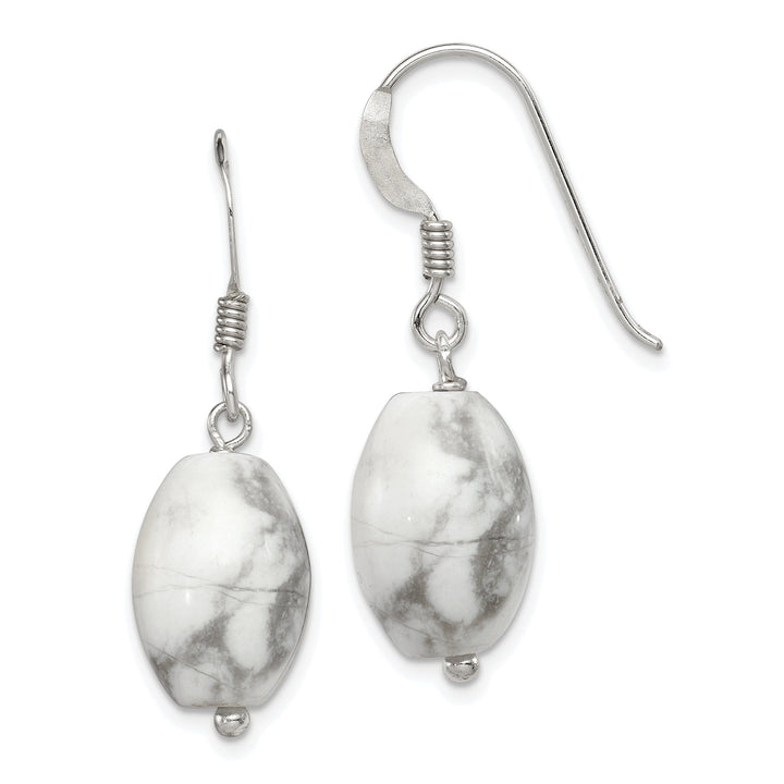 Silver Genuine White Howlite Dangle Earrings