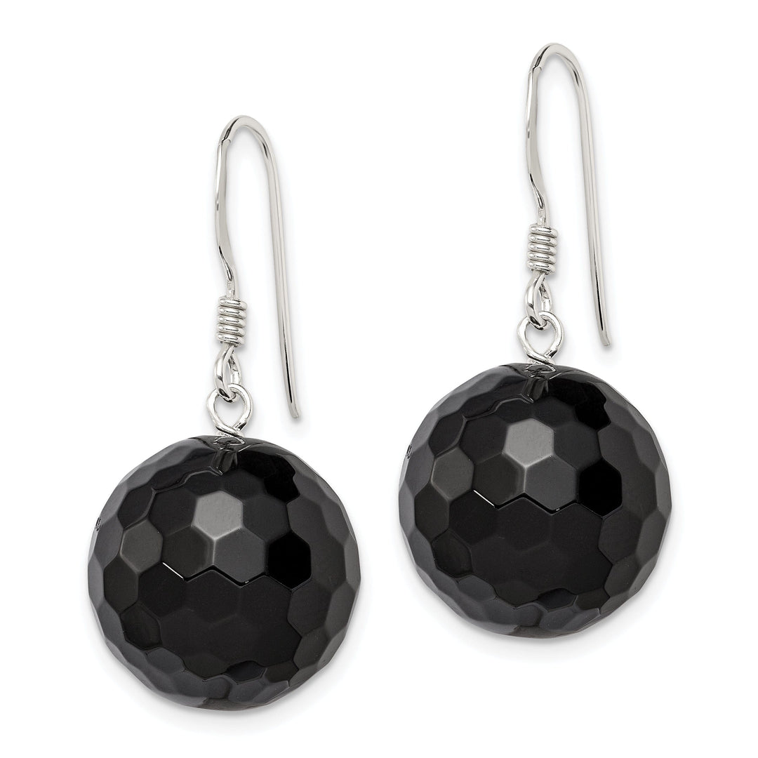 Sterling Silver Onyx Bead Dangle Earrings