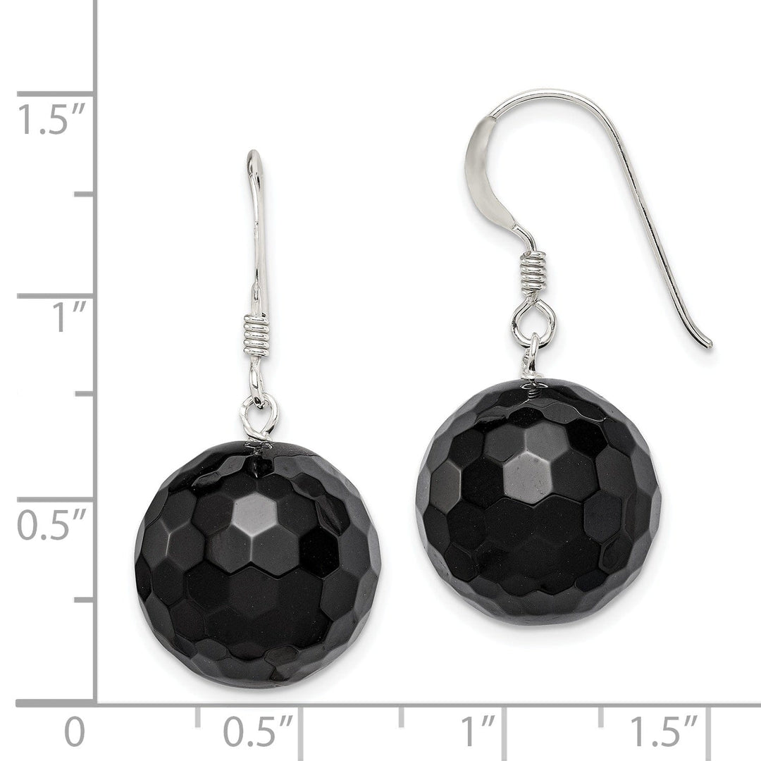 Sterling Silver Onyx Bead Dangle Earrings