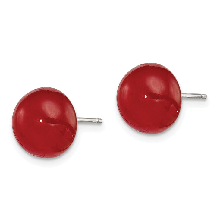 Sterling Silver Button Carnelian Post Earrings