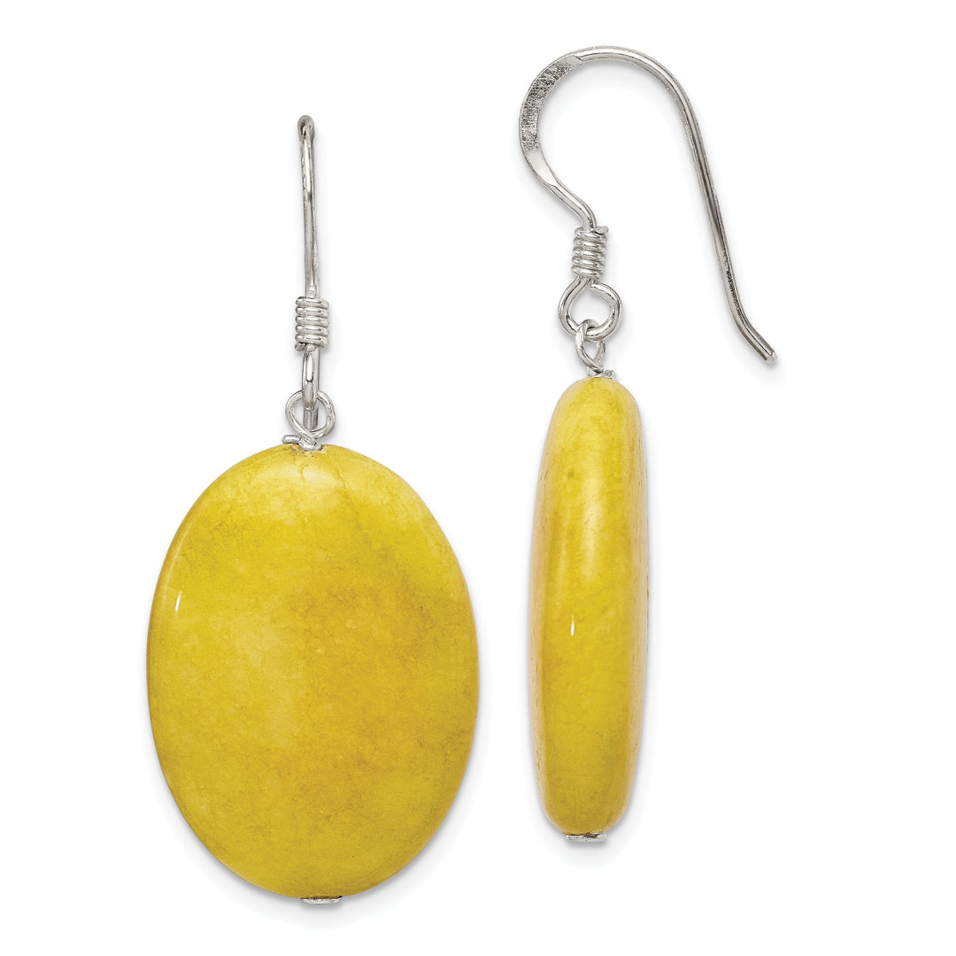 Sterling Silver Yellow Jade Dangle Hook Earring