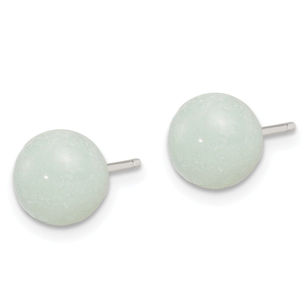 Silver Genuine Button Amazonite Post Earrings