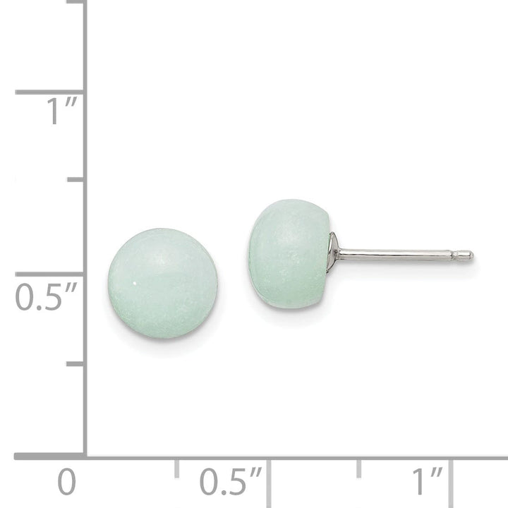 Silver Genuine Button Amazonite Post Earrings