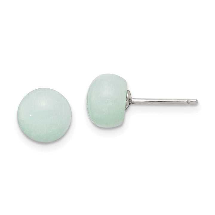 Silver Genuine Button Amazonite Post Earrings