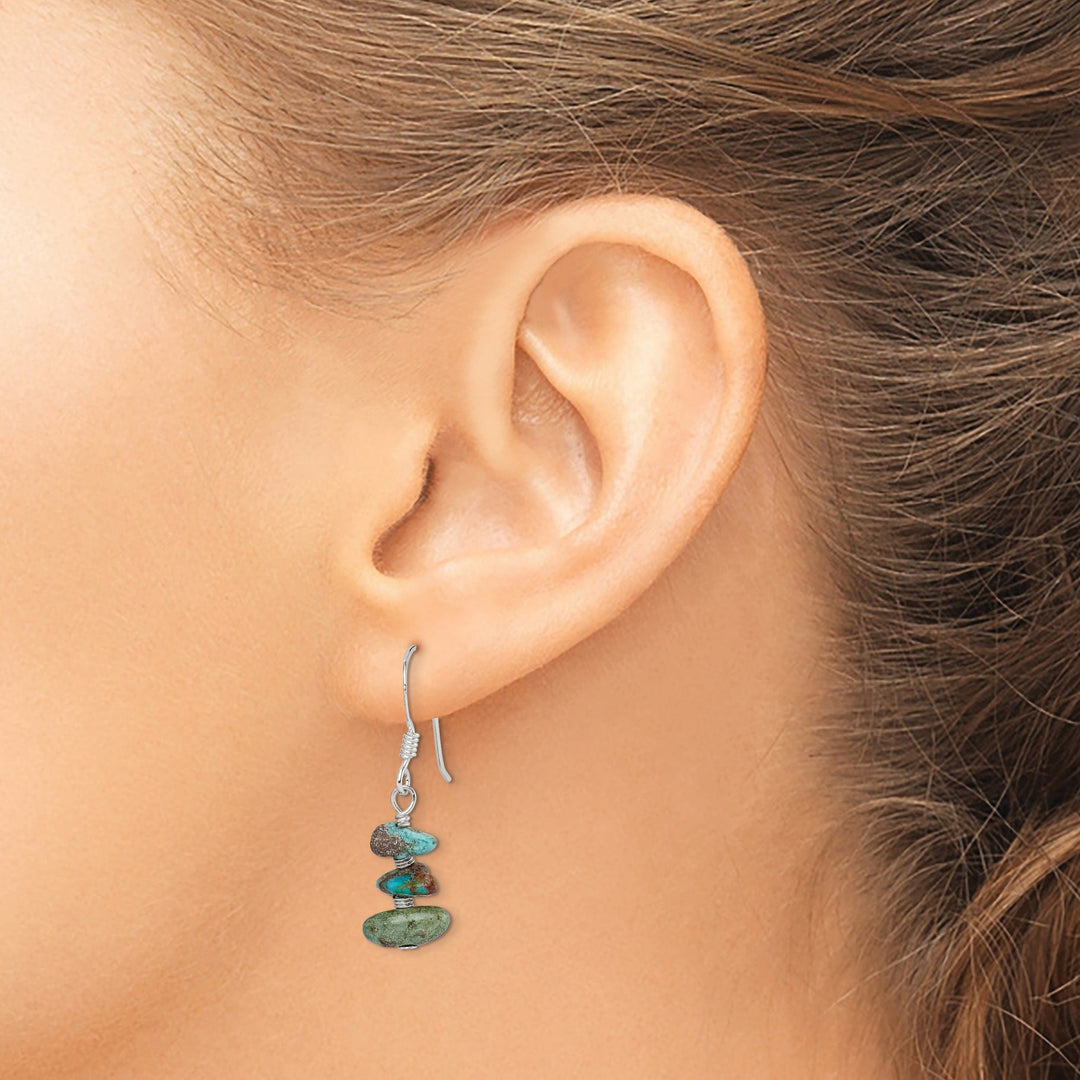 Sterling Silver Turquoise Chip Dangle Earrings