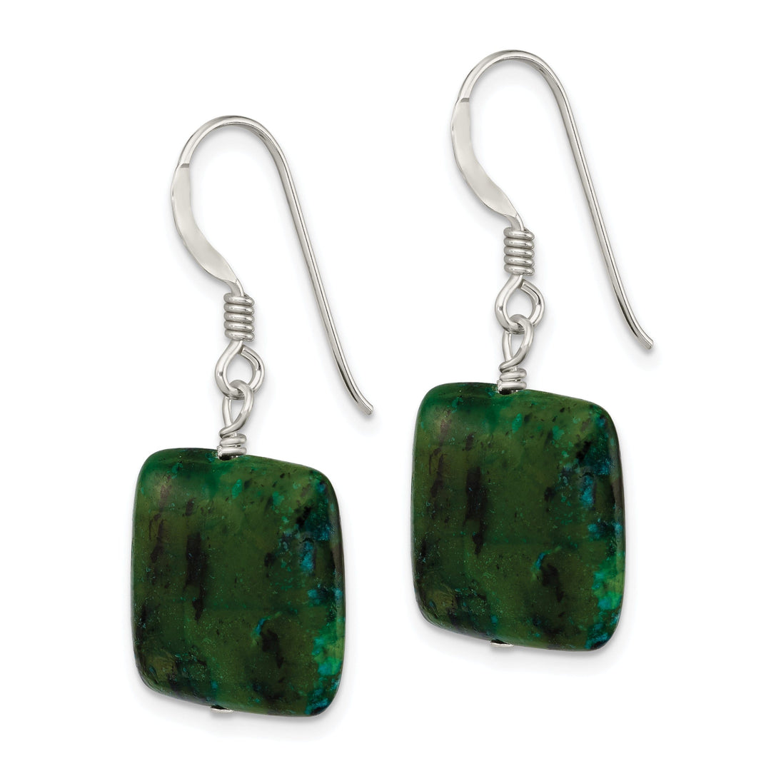 Silver Genuine Chrysocolla Drop Earrings