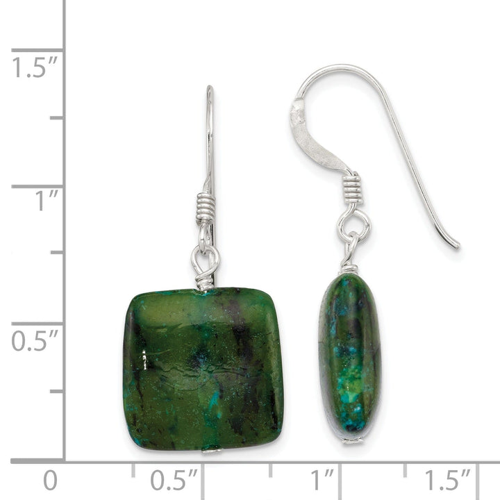 Silver Genuine Chrysocolla Drop Earrings