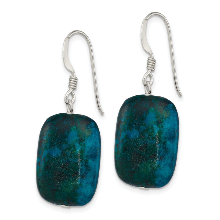 Silver Stabilized Chrysocolla Drop Earrings