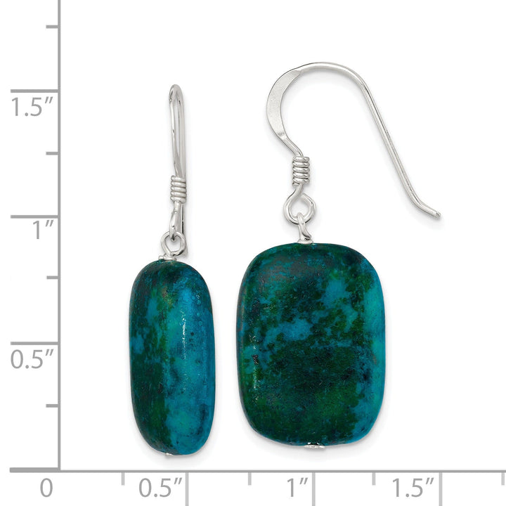 Silver Stabilized Chrysocolla Drop Earrings