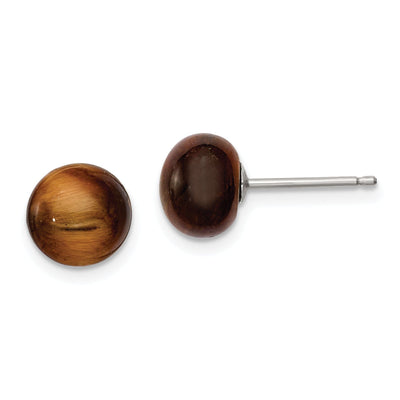 Sterling Silver Button Tiger Eye Post Earrings at $ 12.96 only from Jewelryshopping.com