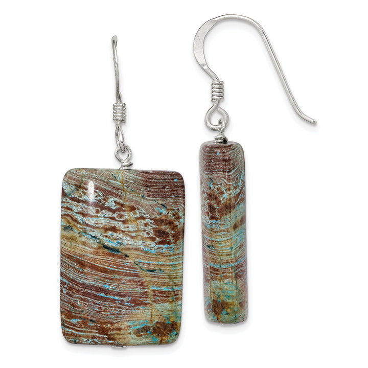 Sterling Silver Genuine Jasper Drop Earrings