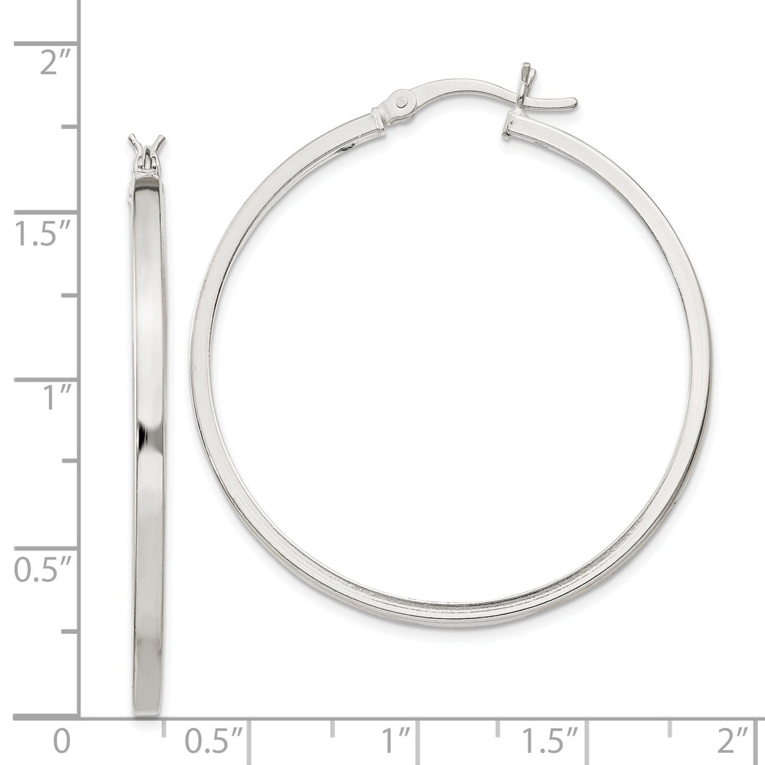 Silver Polished Hollow Hoop Hinged Back Earring