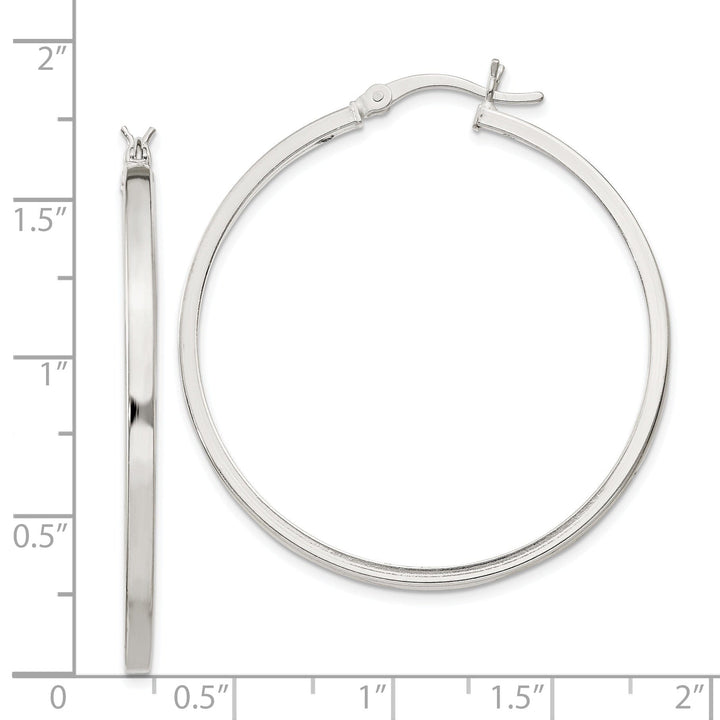 Silver Polished Hollow Hoop Hinged Back Earring