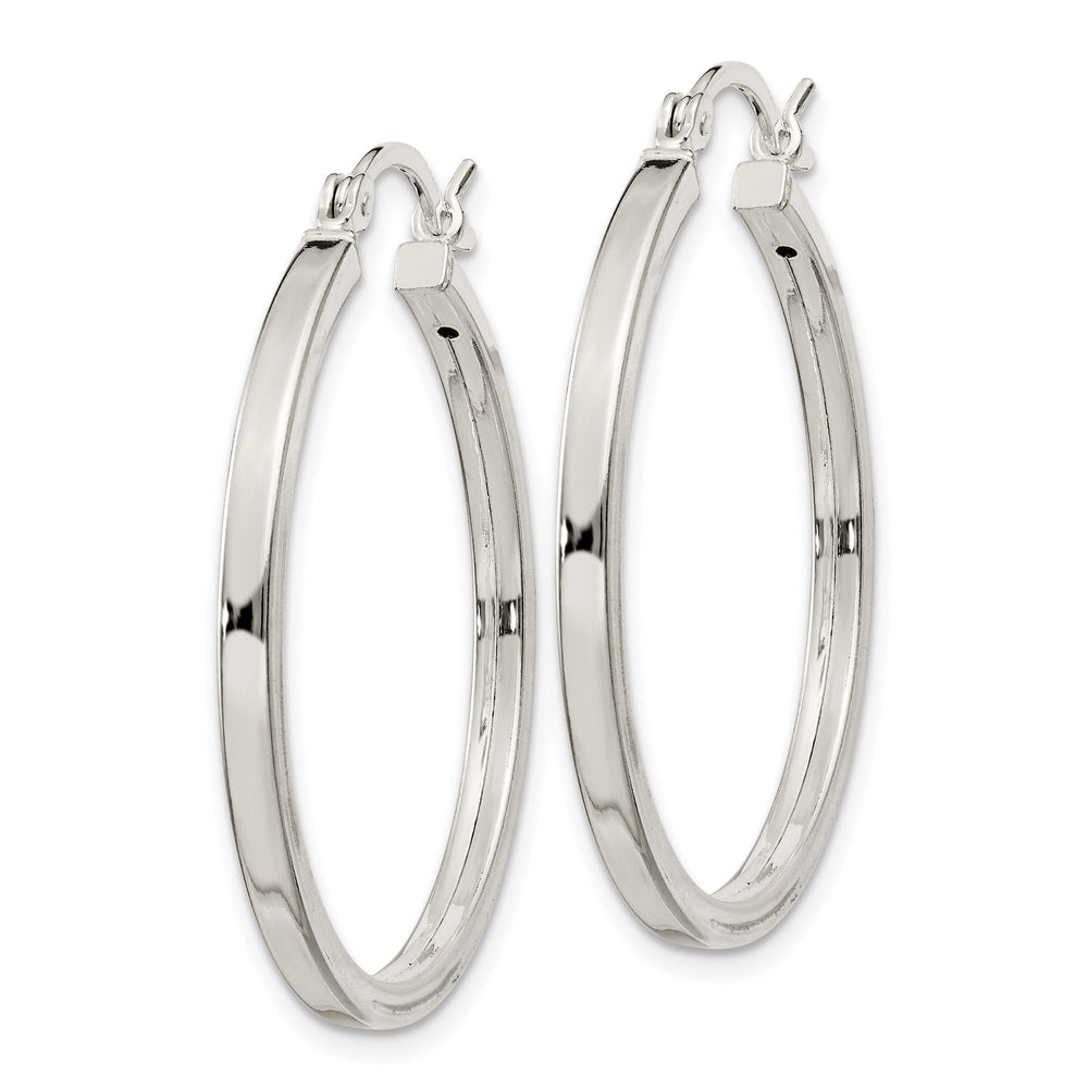 Silver Polished Hollow Hoop Hinged Back Earring