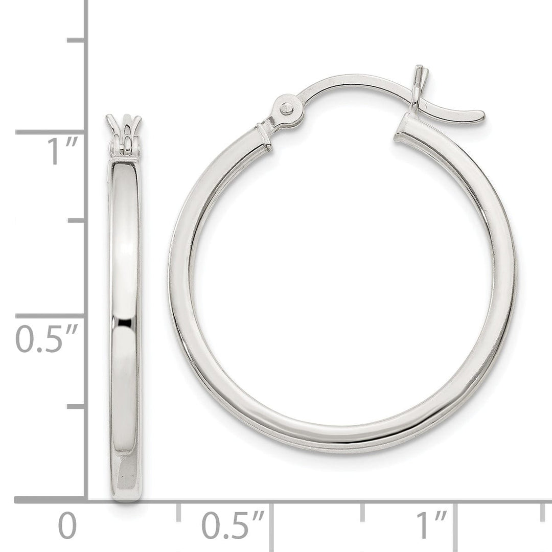 Silver Polished Hollow Hoop Hinged Back Earring