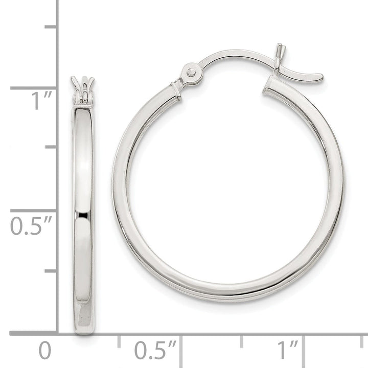 Silver Polished Hollow Hoop Hinged Back Earring
