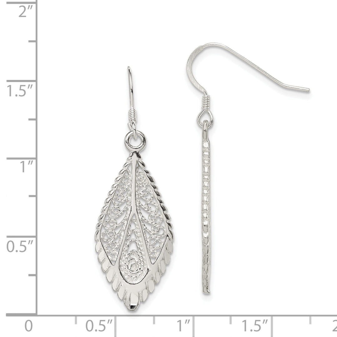 Sterling Silver Filigree Hook Dangle Earrings