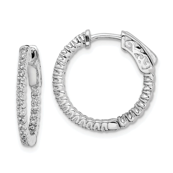 Sterling Silver 50 Stones Round Hoop Earrings