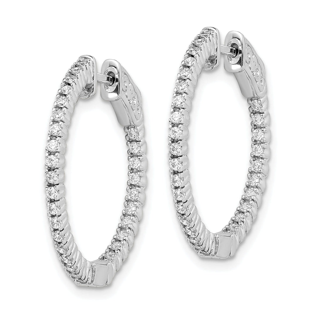 Sterling Silver 60 Stones Round Hoop Earrings