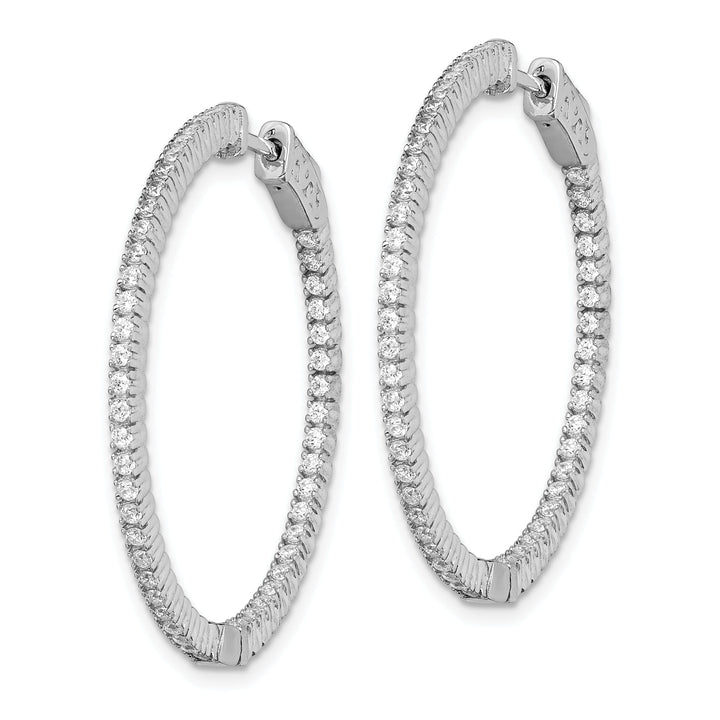 Sterling Silver CZ Round Hoop Earrings