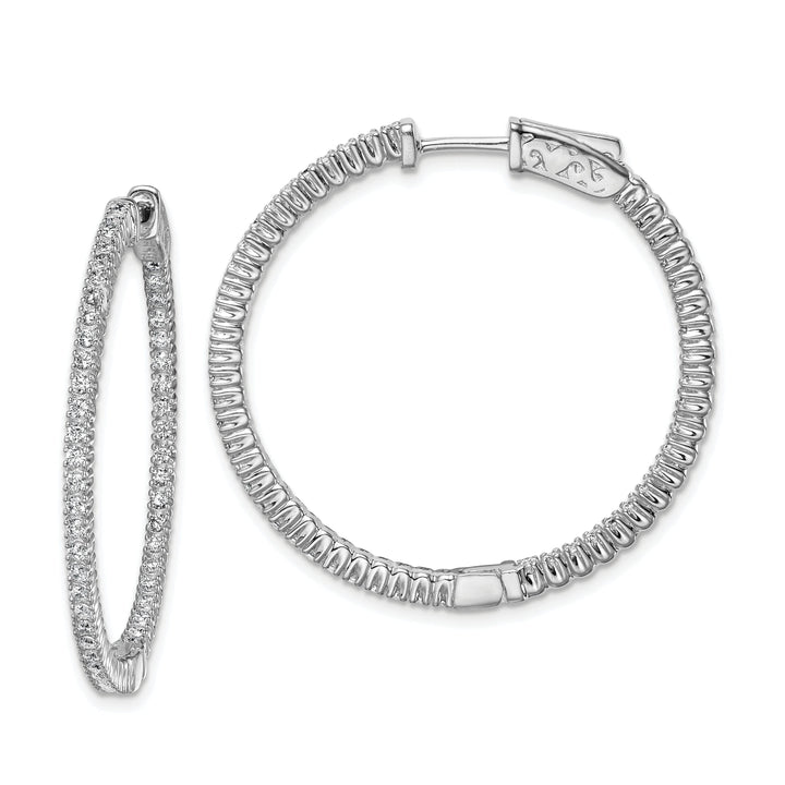 Sterling Silver CZ Round Hoop Earrings