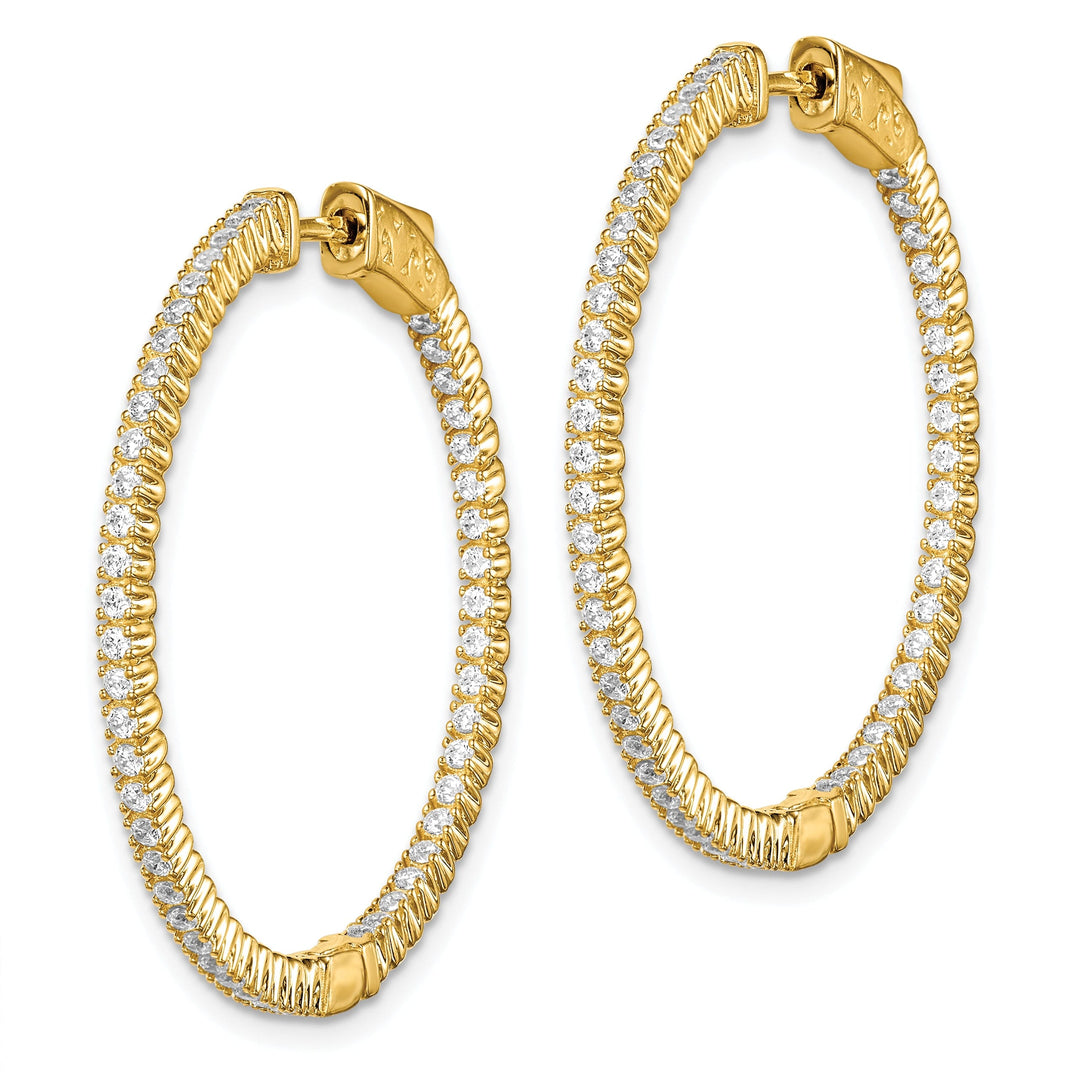 Sterling Silver CZ Round Hoop Earrings