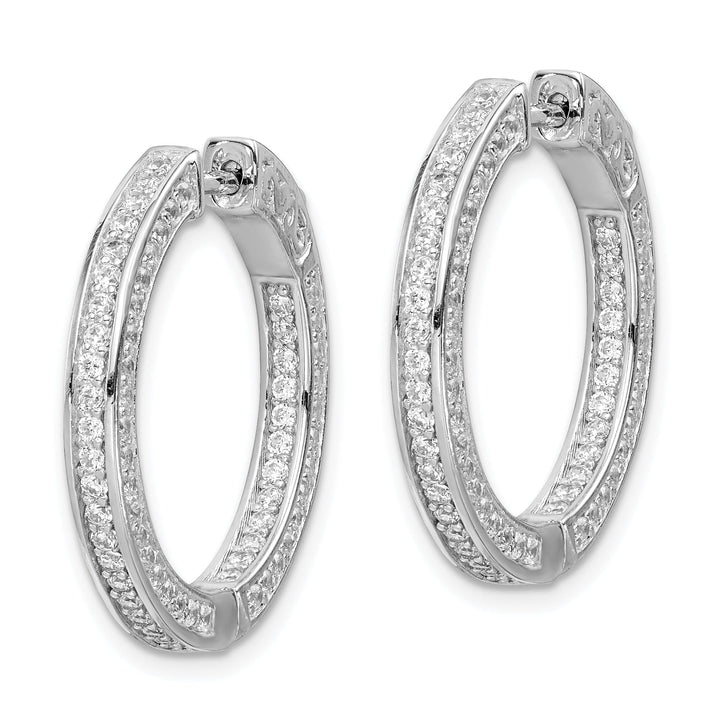 Sterling Silver 200 Stones Round Hoop Earrings